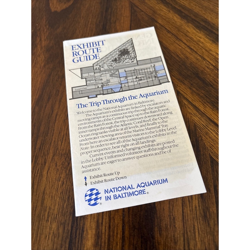Vintage National Aquarium in Baltimore Exhibit Route Guide Brochure Maryland